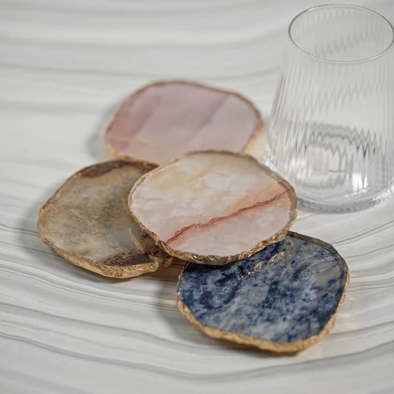 Viken 4-Piece Agate Marble Glass Coaster Set