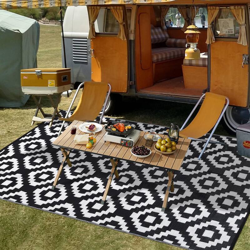 Outdoor Rug Waterproof Plastic Straw Rug Reversible Rug for Patios Decks Porch Camper Balcony Backyard