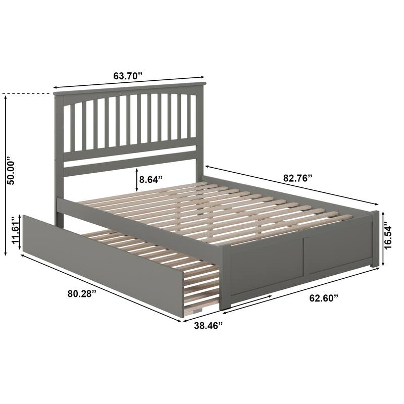 Mission Platform Bed with Footboard and Twin XL Trundle