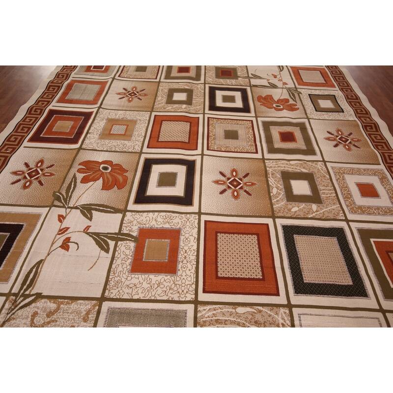 Contemporary Geometric Kashan Turkish Rug Machine Made Floral Carpet - 9'9" x 12'4"