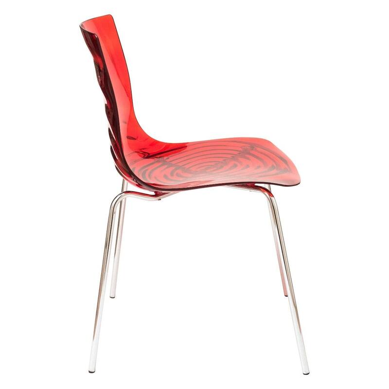Plastic Dining Side Chair With Chrome Base Set of 4 Astor Series