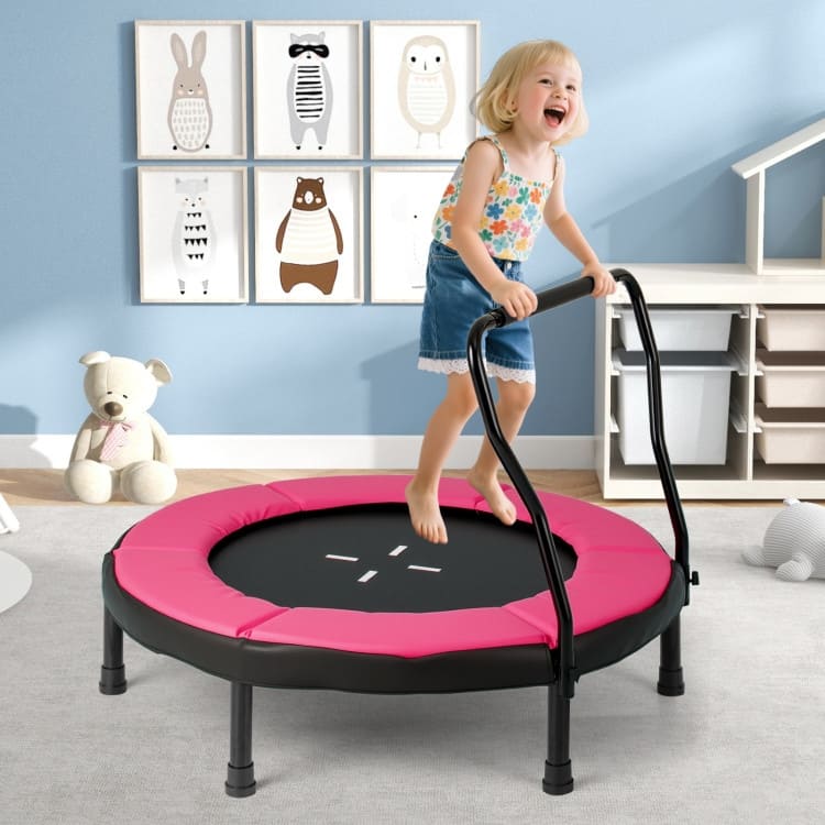 Metal Kids Trampoline with Foam Handle and Safety Mat