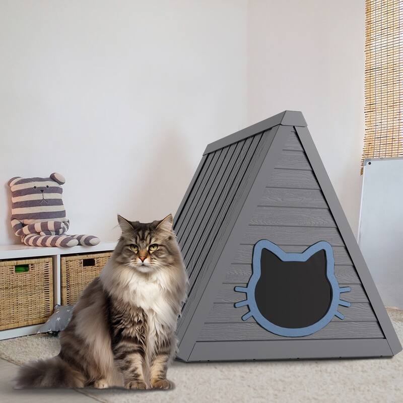 Triangular Gray Cat Nest Cozy Stylish Perfect for Your Feline Friend