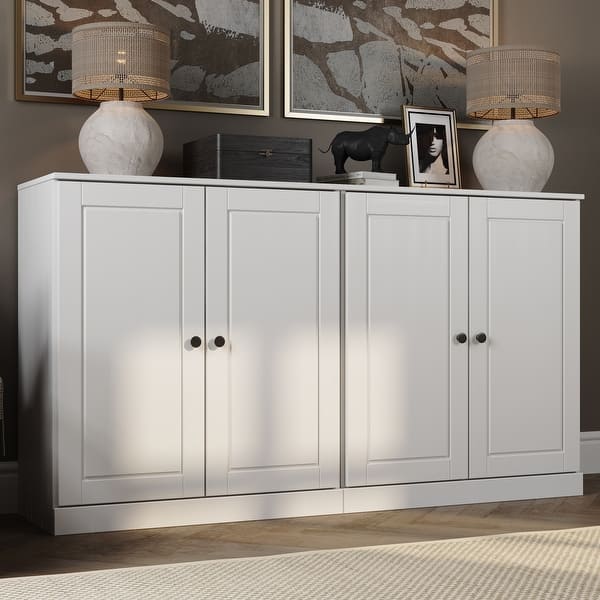 slide 2 of 77, 100% Solid Wood Sideboard with Glass or Solid Wood Doors by Palace Imports - 64" x 35.75"