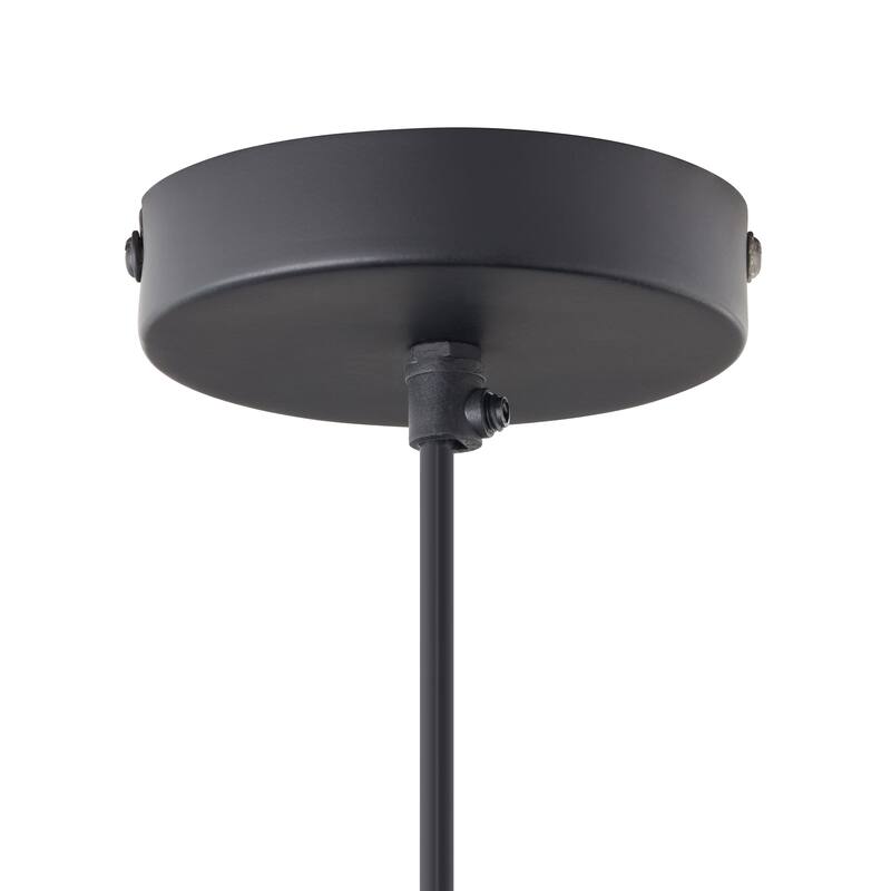 Hayley River of Goods Black Metal and Blue Blown Glass 9.5-Inch Pendant Light with Adjustable Hanging Cord - 9.5" x 9.5" x 64"