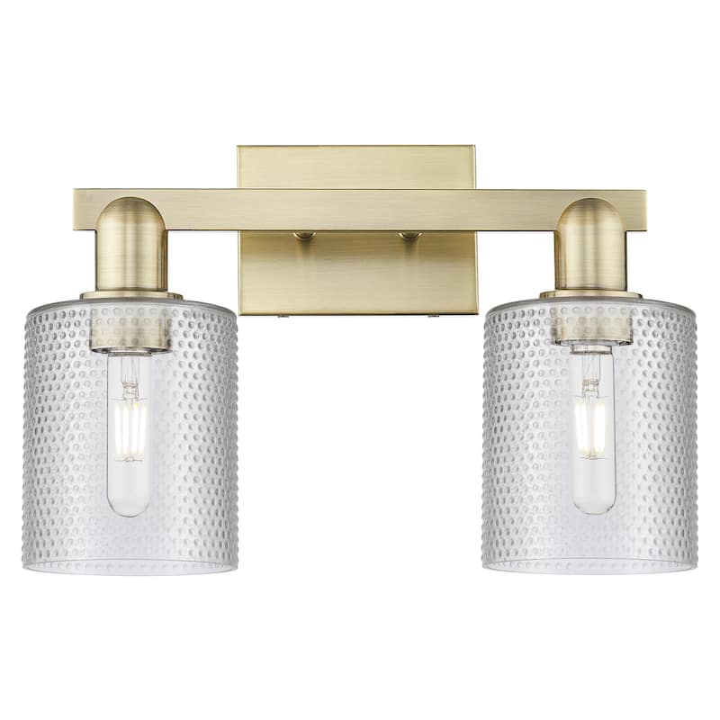 Innovations Lighting 716-2W-11-16 Cobbleskill Vanity Cobbleskill 2 - Antique Brass / Clear