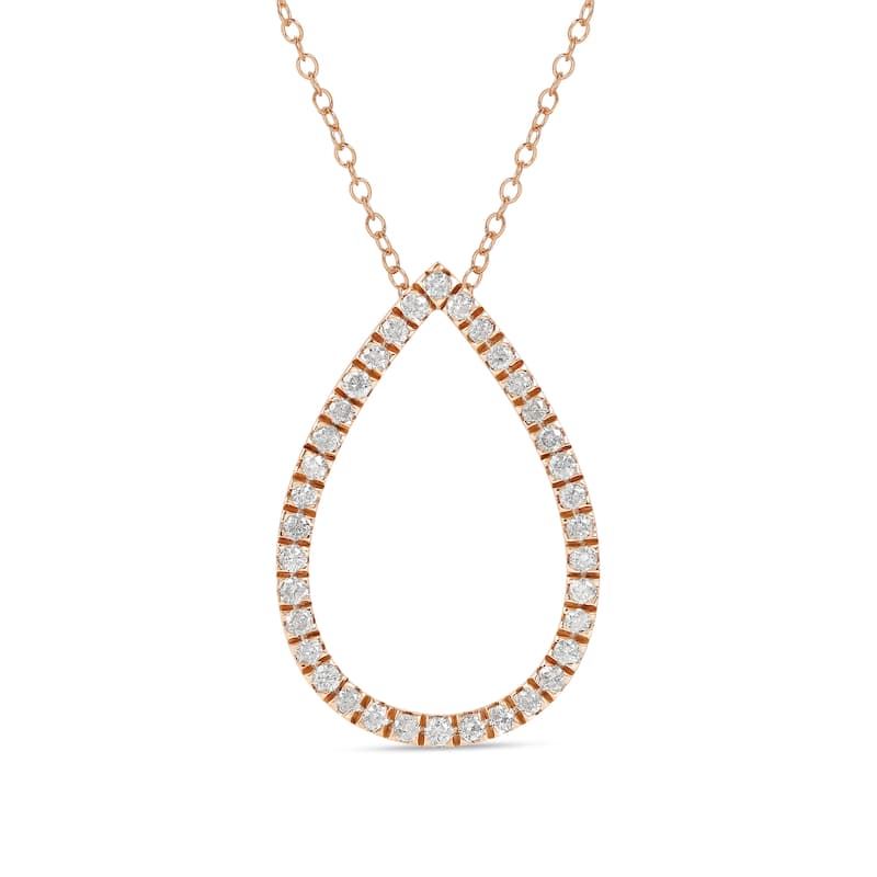 1/6ct - 1ct TDW 14K Gold Open Pear Diamond Pendant Necklace for Women