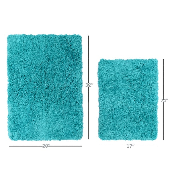 dimension image slide 6 of 15, Porch & Den Lorena Shaggy/ Non-slip Rubber Backed Bath Rug Set