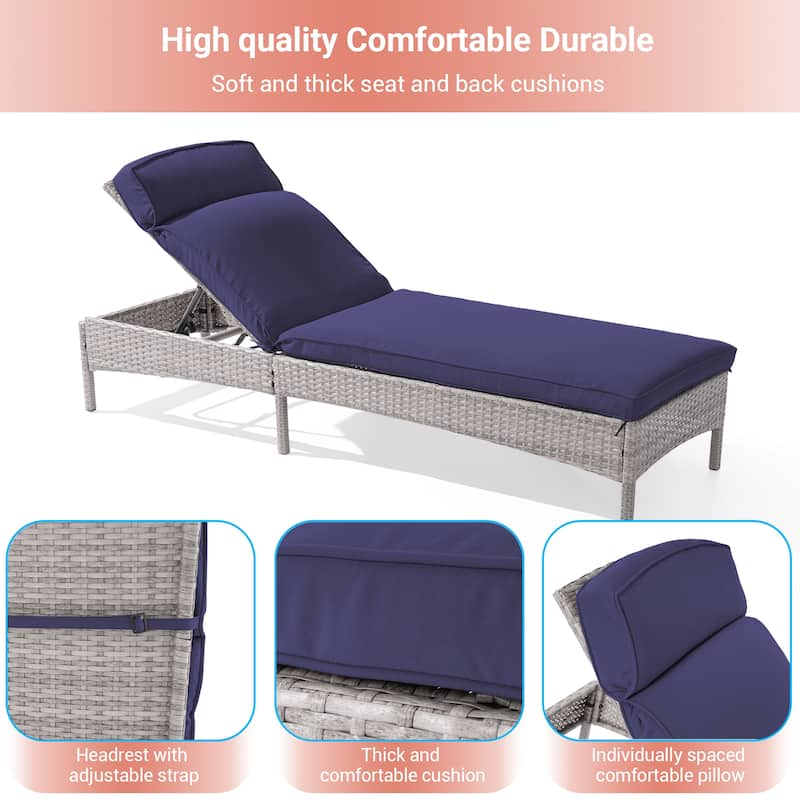 LIVOOSUN 2Pcs Patio Chair Rattan Single Lounge Water-Repellent Cushion