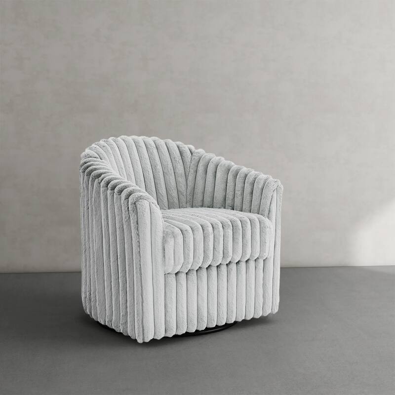 Daniel 49" Upholstered Plush Corduroy Swivel Barrel Accent Chair