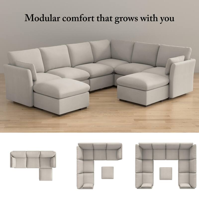 Bush Home Sienna Modular 3-Seater Double Ottoman Chaise Sectional