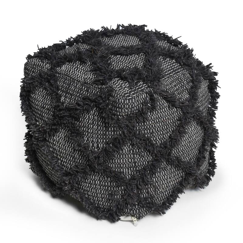 Jumanji Handcrafted Wool and Cotton Pouf
