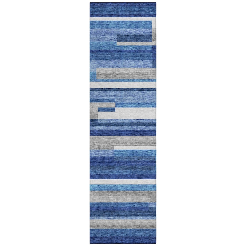 Machine Washable Indoor/ Outdoor Chantille Contempory Stripe Rug