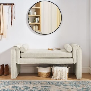 Modern 50.39 Inches Linen Fabric Storage Stool for Living Room - Bed ...