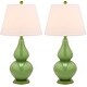 preview thumbnail 7 of 7, SAFAVIEH Lighting 27-inch Cybil Double Gourd Green Table Lamp (Set of 2)