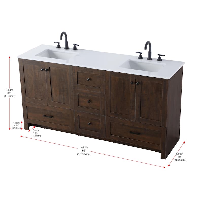 Elegant Lighting VF2866D Soma 66" Free Standing Double Basin Vanity