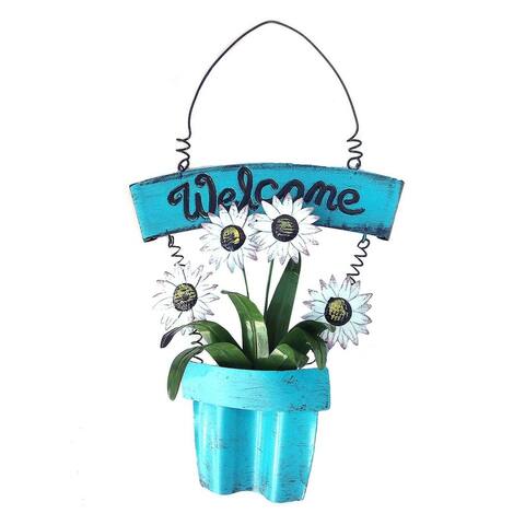 Metal 3D welcome sign blue - 10" x 18"