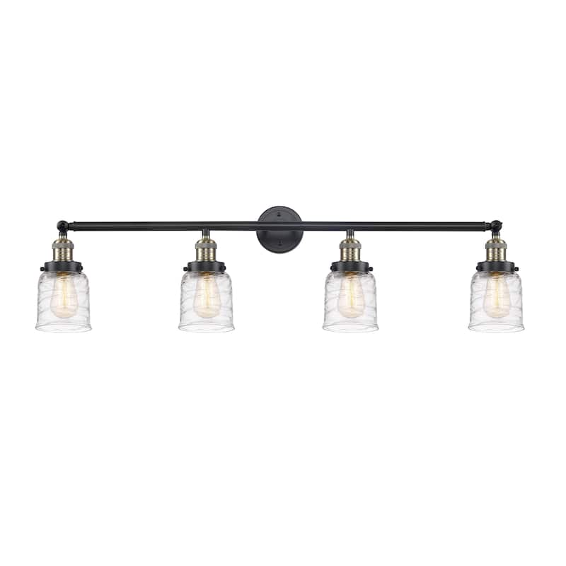 Innovations Lighting Bell 4 Light 42" Bath Vanity Light - Deco Swirl/Black Antique Brass