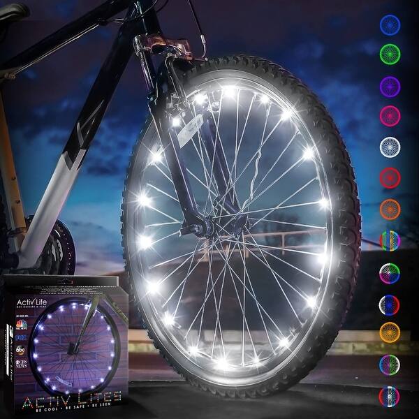 slide 2 of 6, Activ Life LED Bike Wheel Lights (1 Tire, White), Bright & Visible for Safety & Style, Batteries Included