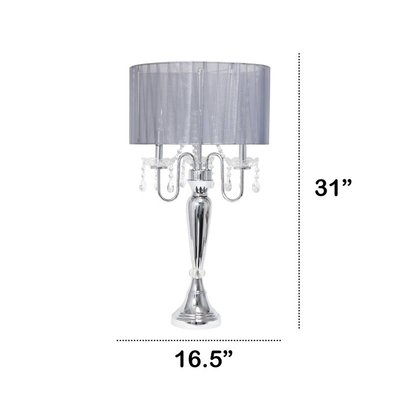 Lalia Home 31" Chrome Cascading Crystal Table Lamp - 31