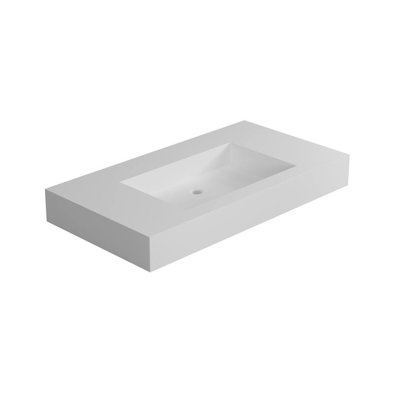 Stone Resin Solid Surface Bathroom Vanity Basin Sink - White
