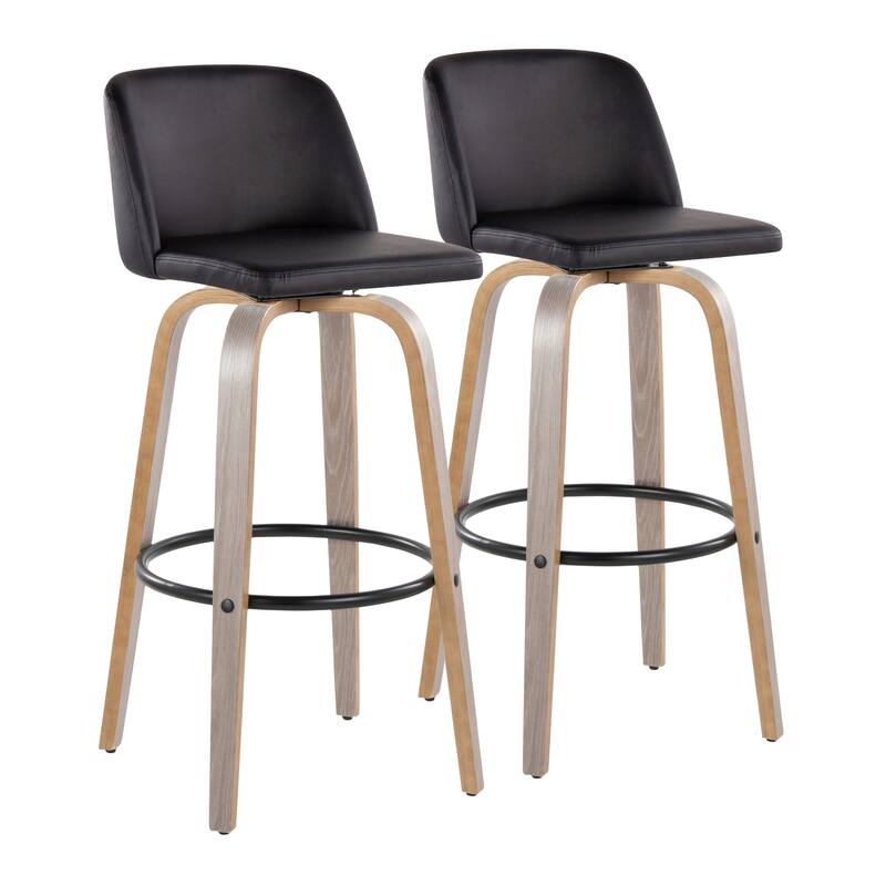 The Gray Barn Vallberga 30" Fixed-Height Bar Stool with Light Grey Wood Base (Set of 2)