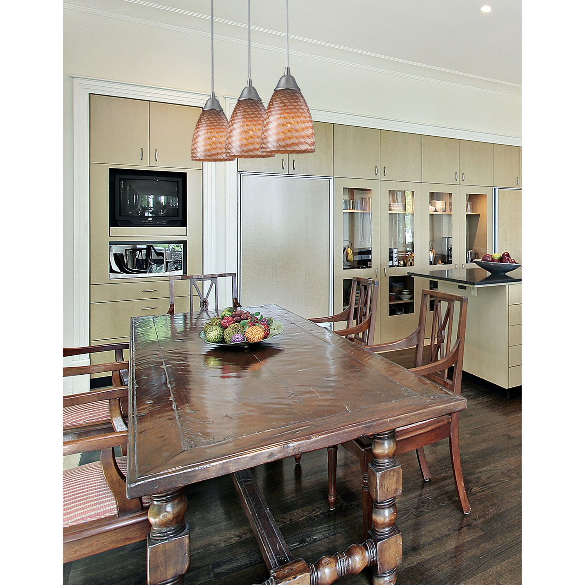 1-Light Hanging Mini Ceiling Pendant Light with Swirled Glass Shade - 8" - Satin Nickel