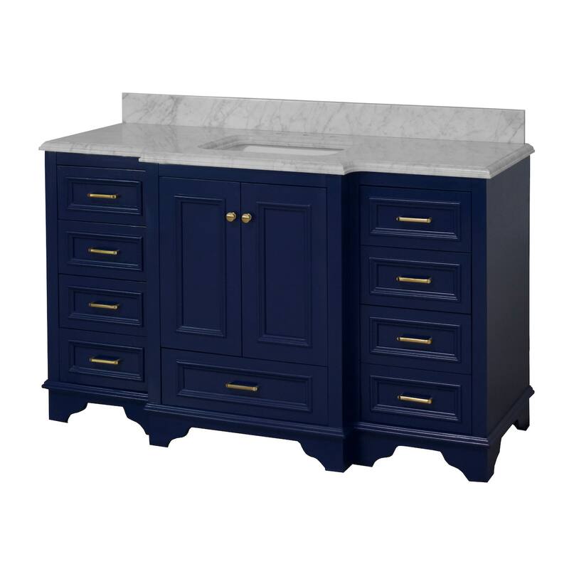 KitchenBathCollection Nantucket 60" Single Bathroom Vanity with Carrara Marble Top