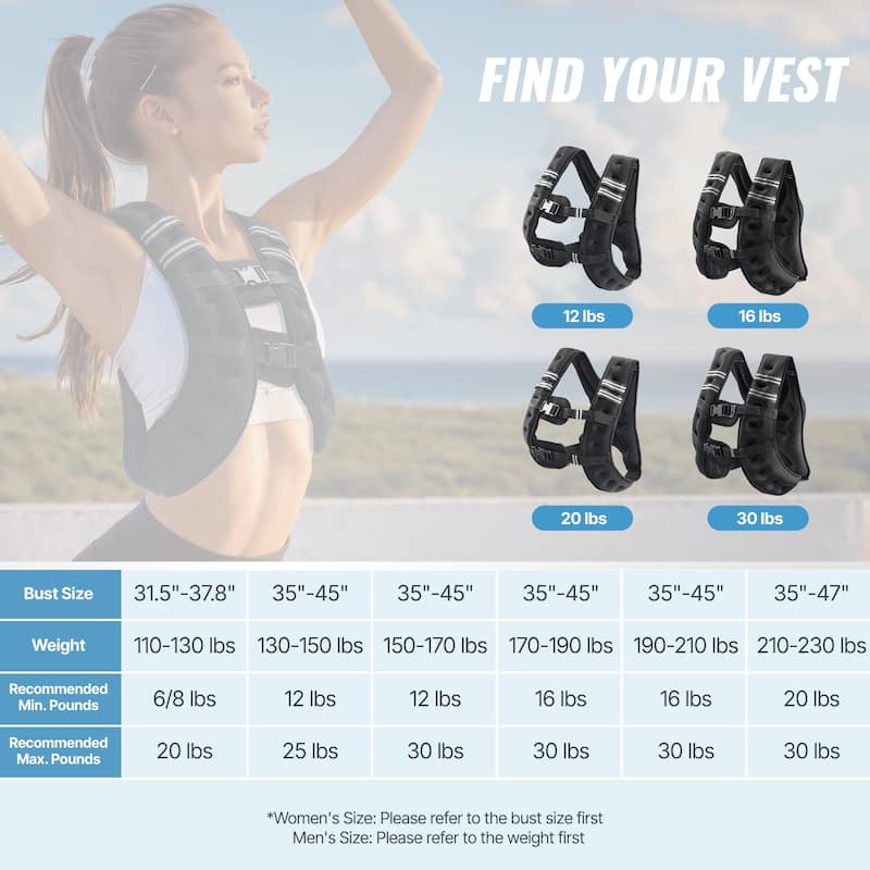 Black Neoprene Weighted Vest 30lbs with Pockets and Reflective Strips