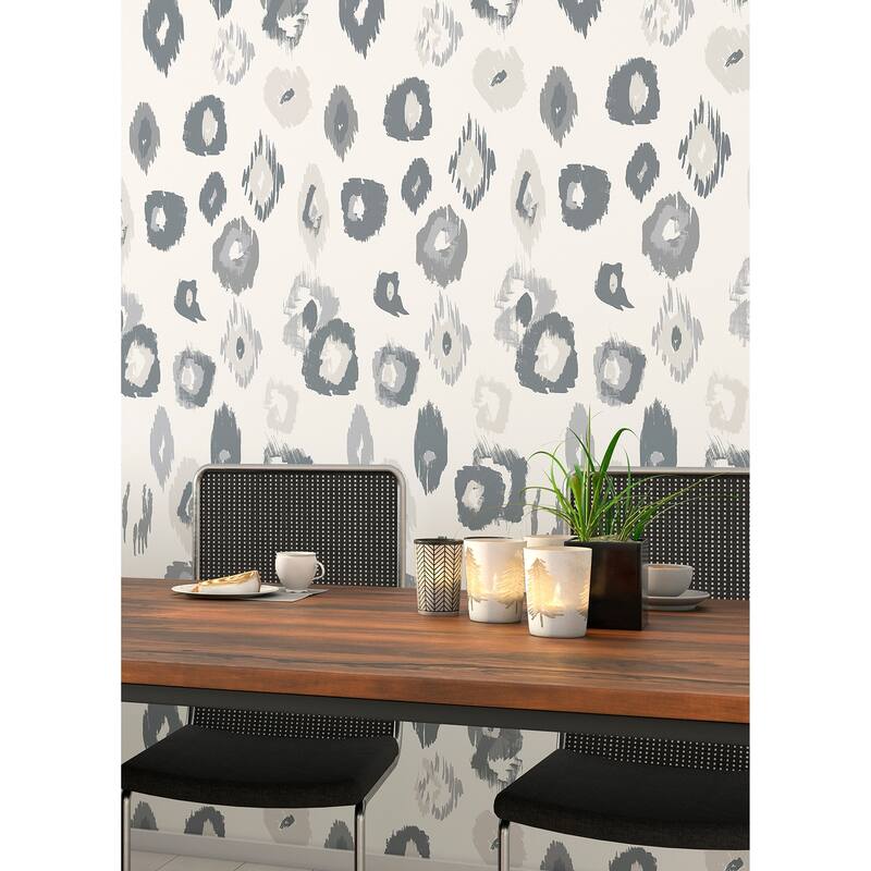 Amara Light Grey Animal Ikat Wallpaper
