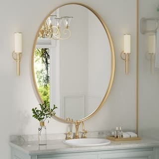 Modern Oval Metal Frame Wall Mirror