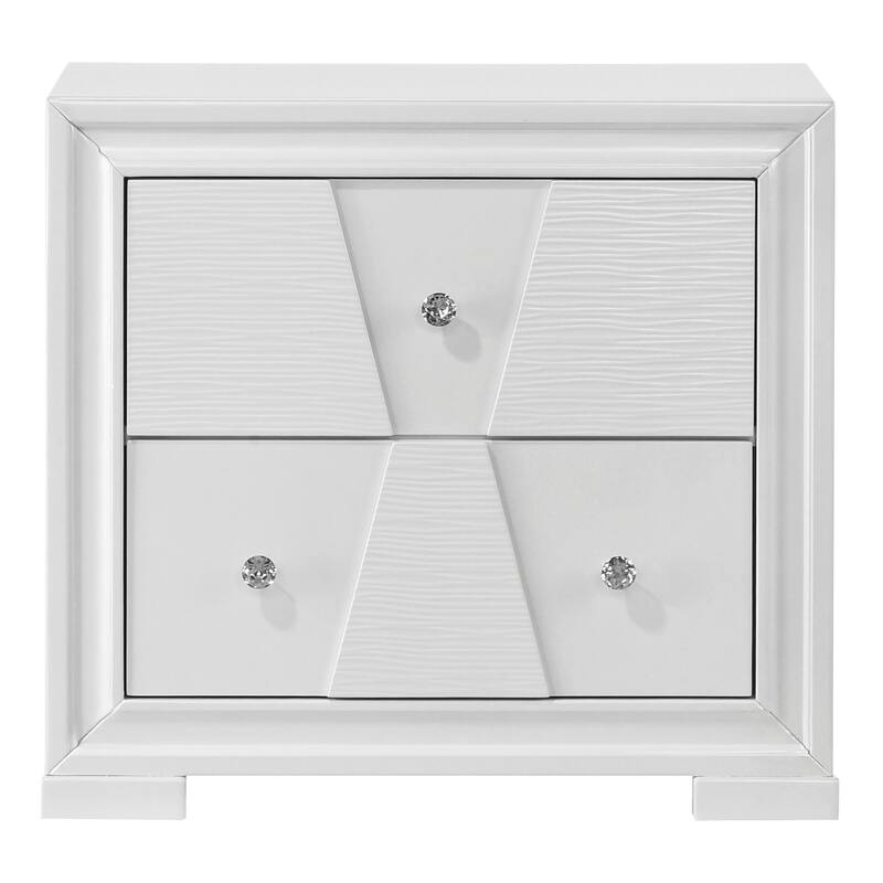 Furniture of America Watella Modern White Solid Wood 2-Drawer Nightstand