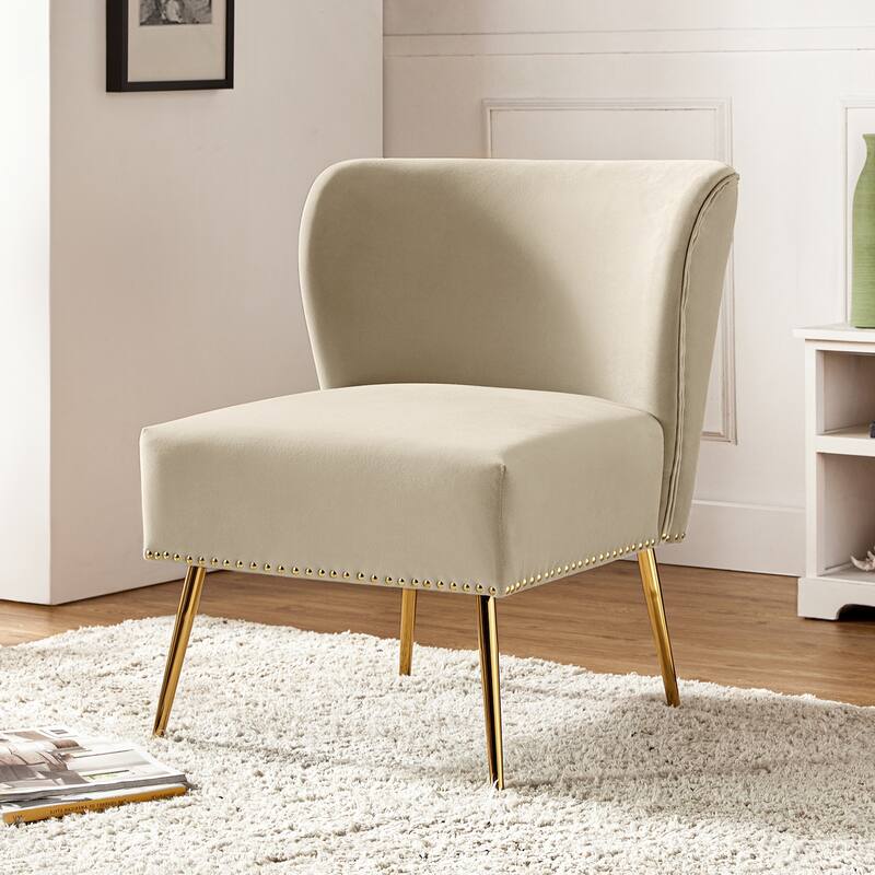 Celtia Modern Velvet Accent Side Chair with Nailhead Trim by HULALA HOME