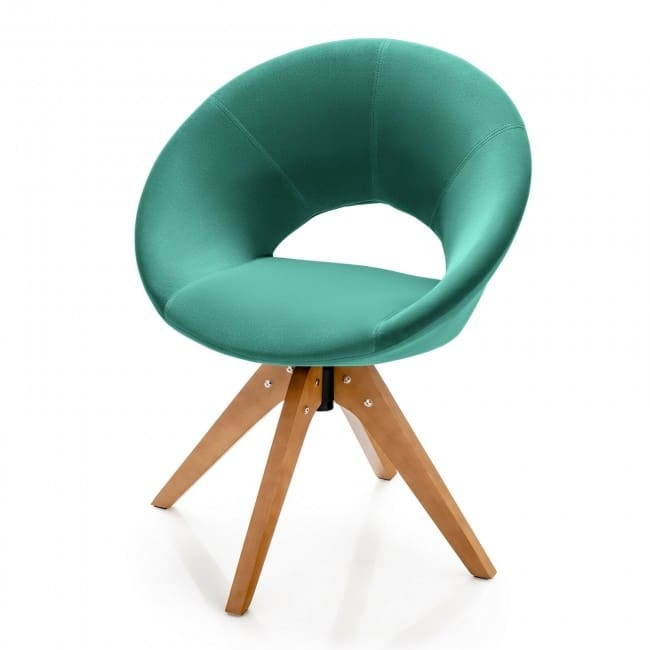 Mid Century Modern Swivel Accent Chair Fabric Velvet Armchair - 27" x 22" x 32.5" (L x W x H) - Green
