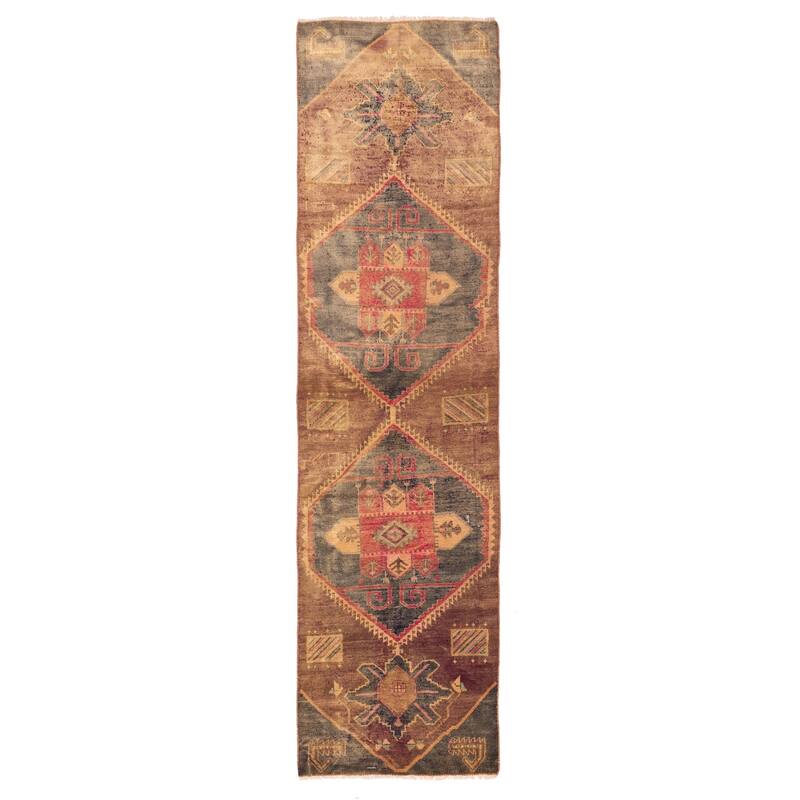 ECARPETGALLERY Hand-knotted Melis Vintage Brown Wool Rug - 3'0 x 11'7