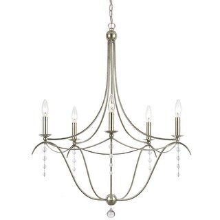 Metro 5 Light Crystal Silver Chandelier - 33.5'' W x 27.5'' H