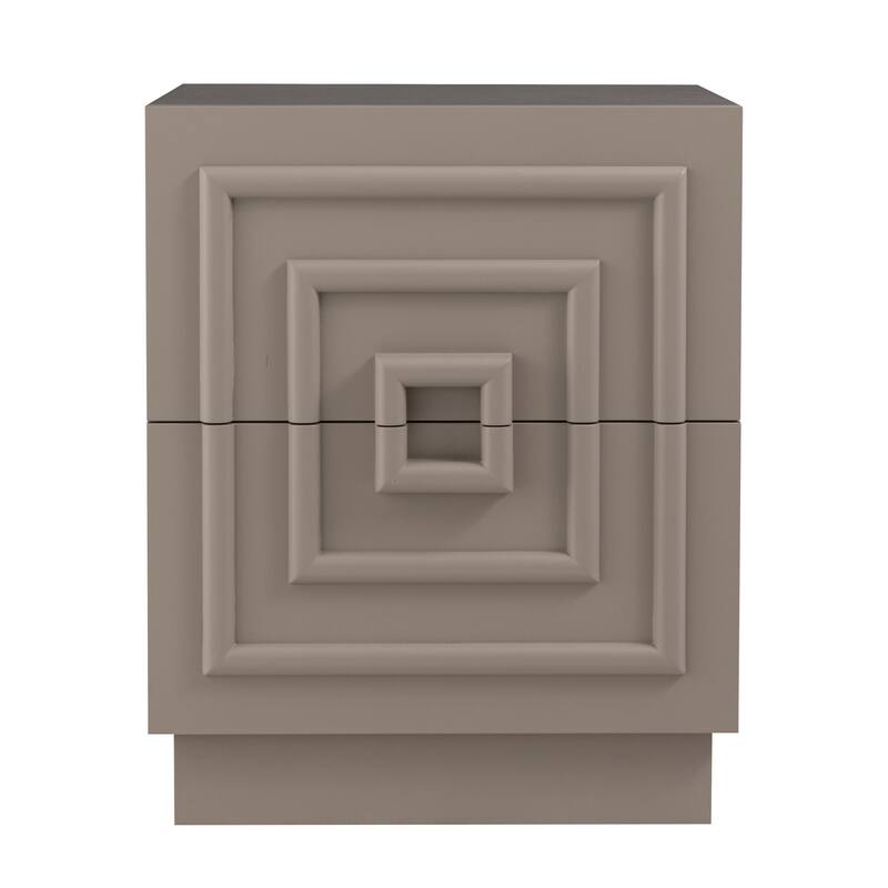 COZAYH Sculptural Mid-Century Modern Dresser & Nightstand with Geometric Square Pattern, Contemporary Chest and Bedside Table