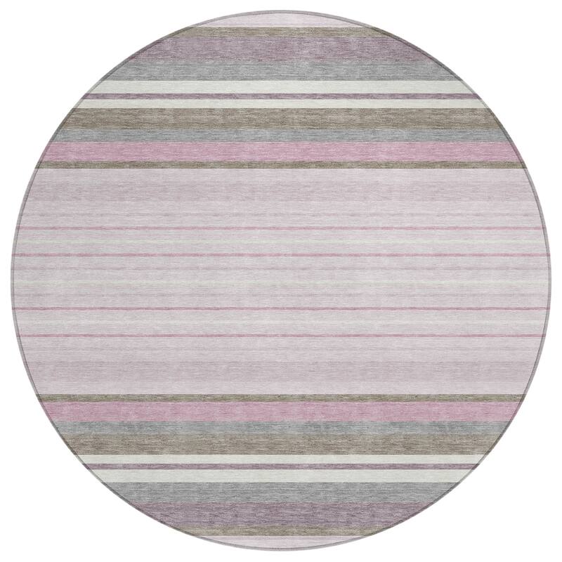 Machine Washable Indoor/ Outdoor Modern Stripes Chantille Rug