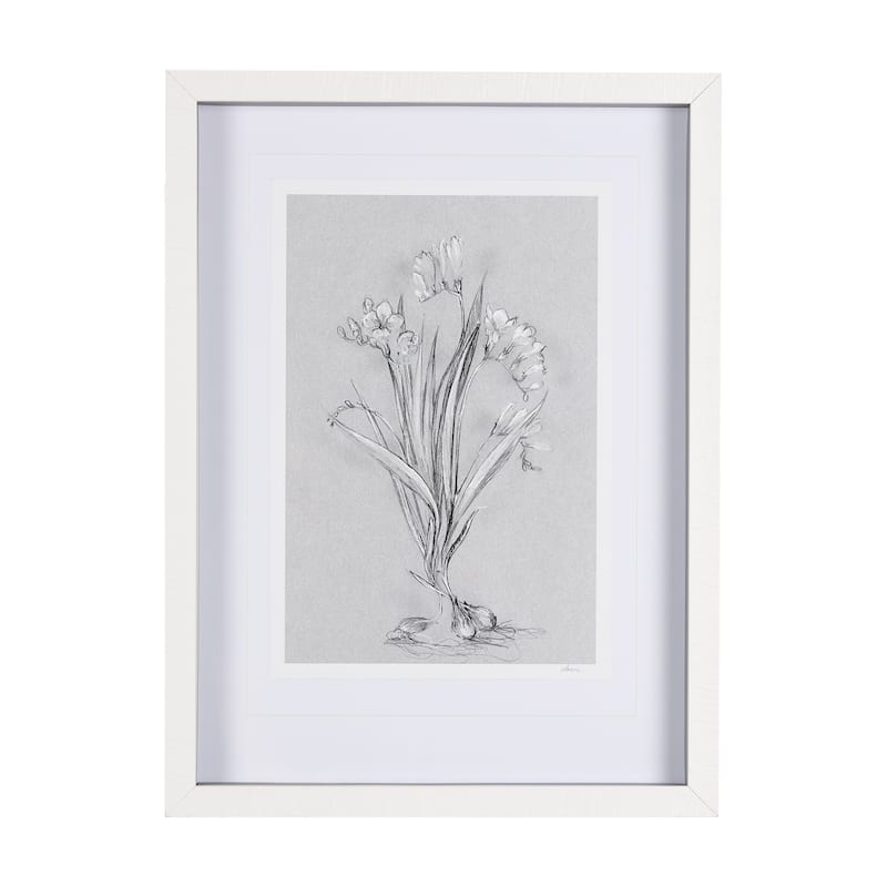 Botanical Sketches III (Grey) Framed Art Print