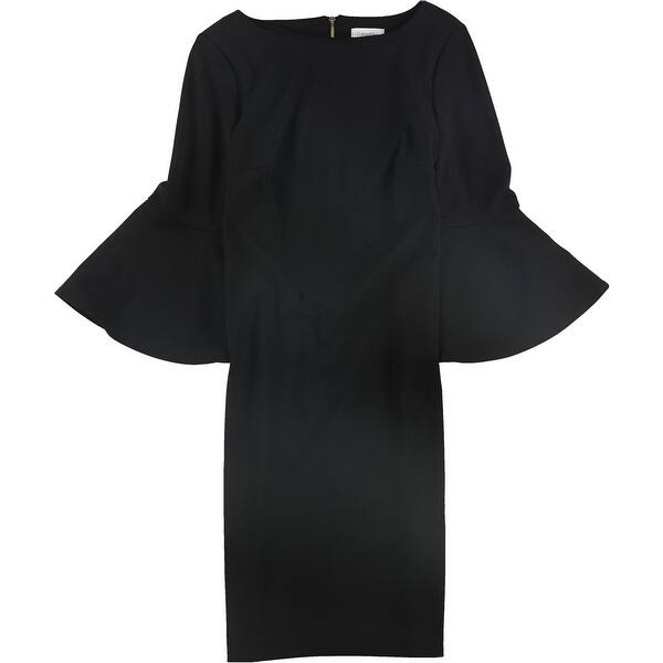 calvin klein black dress bell sleeve Calvin Klein Womens Floral Bell Sleeve Sheath Dress,, Black, 2 - Bed Bath & Beyond