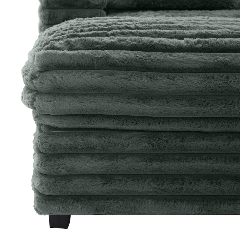Plush Oversized Double Chaise Sofa with USB Charging, Cup Holders & Ultra-Deep Seating by Harper&Bright Designs