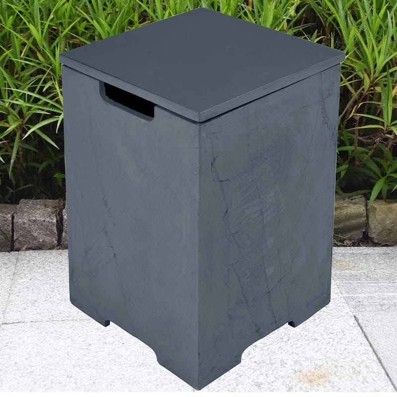 Elementi Plus Square Propane Tank Cover Hideaway Storage Box with with Removable Top - 15.9" x 15.9" x 24.9"