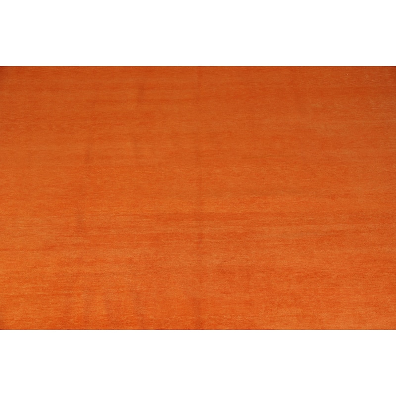 Hand Knotted Oriental 100% Wool Carpet Modern Solid Oranges & Rust Gabbeh Area Rug - 12' 1'' X 9' 4''