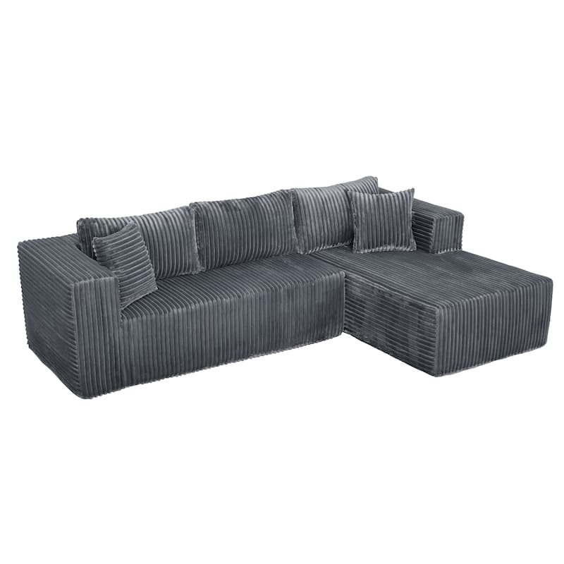 L Shaped Boneless Sectional Couches, Modern Modular Sectional Sofa with Chaise, Comfy Memory Foam Cloud Couch for Living Room - Gray