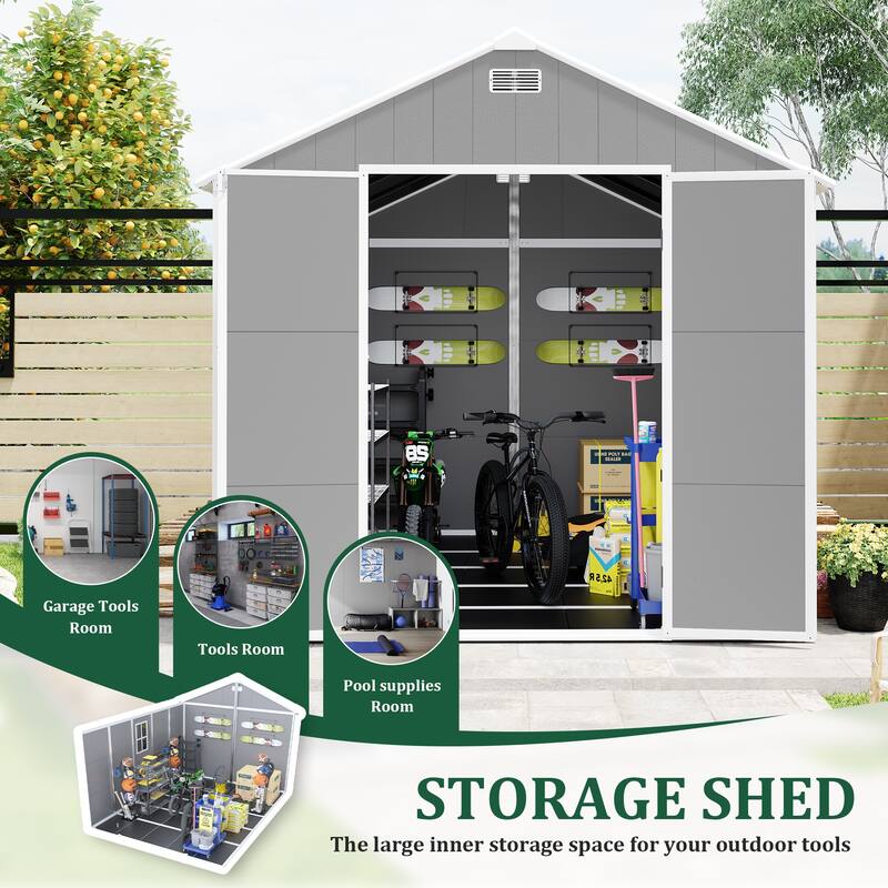 Campcraft 8*10ft resin storage shed, high quality pp material, strong structure, waterproof, rust and UV proof