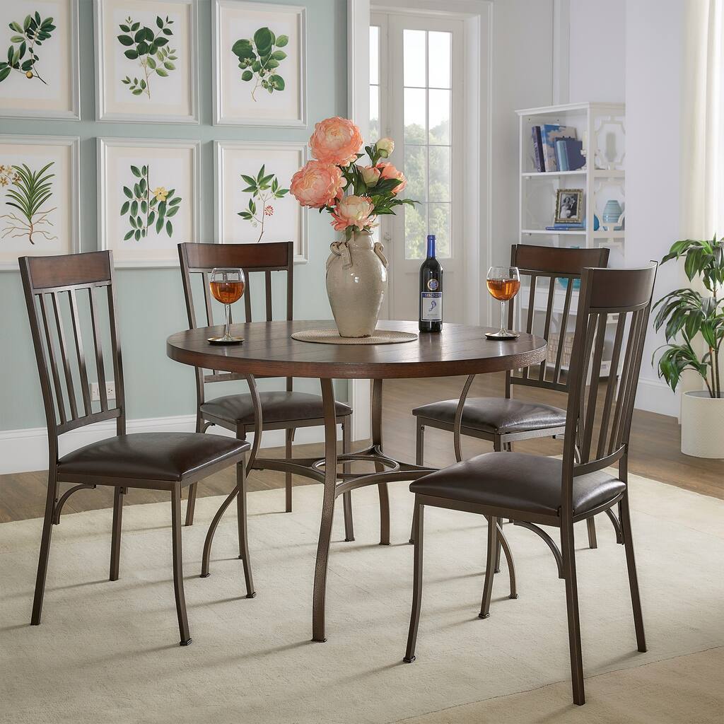 Keyaki Rustic Antique Bronze 5-piece Oak Dining Set by iNSPIRE Q Classic