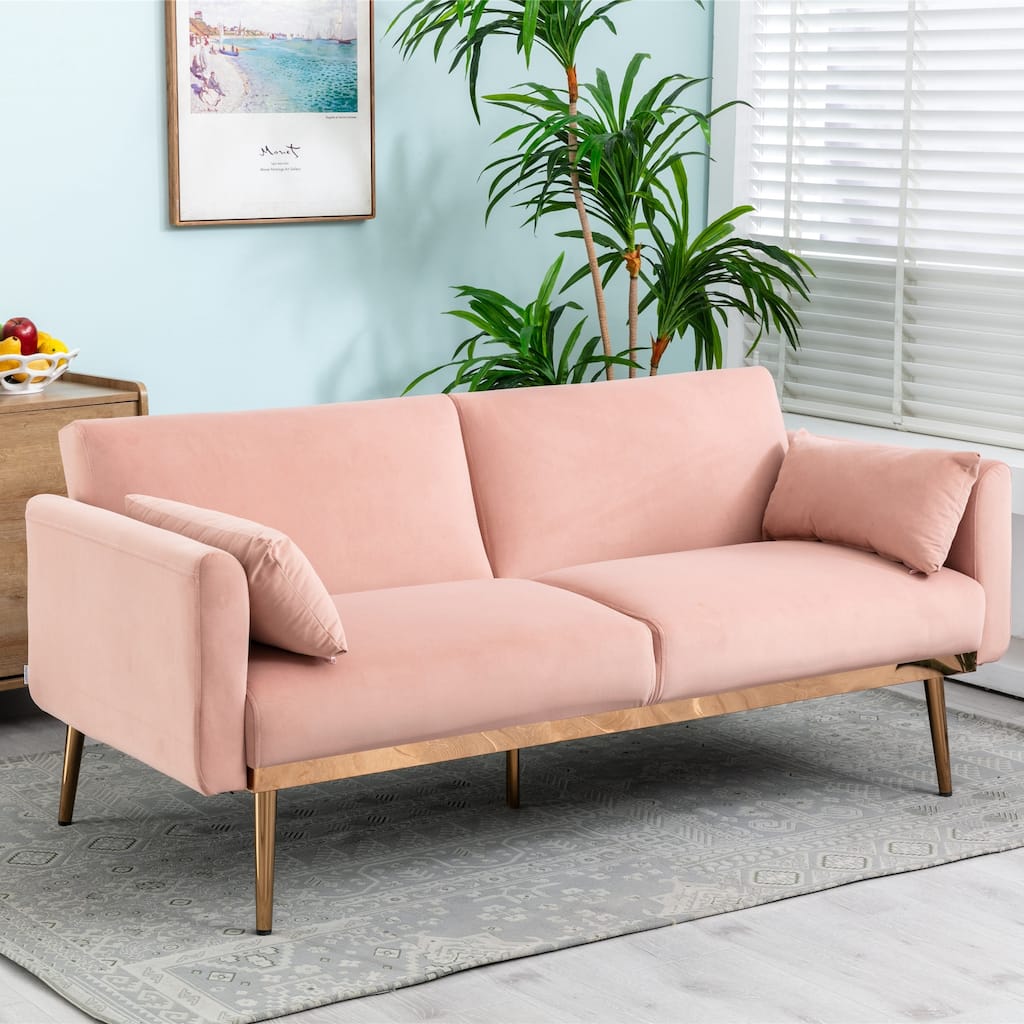 Accent Sofa Bed Velvet Sofa With Pillow