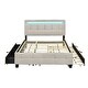 preview thumbnail 4 of 13, Queen Size Linen Upholstered Platform Bed w/ Twin XL Size Trundle & 2 Drawers, LED Light Bunk Bed for Kids Teens Adults, Beige