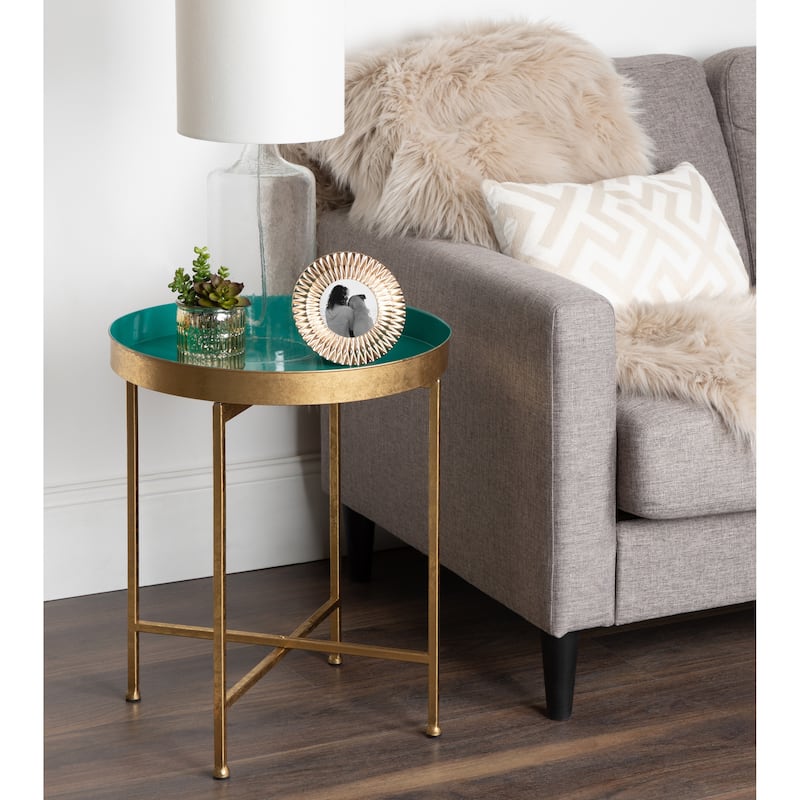 Kate and Laurel Celia Round Metal Side Table - 18.25x18.25x22