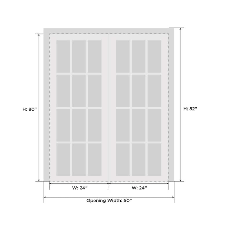 SartoDoors Mela 7444 | Interior French Doors Double French | Solid Wood | Slab Only | 18x80, White Silk